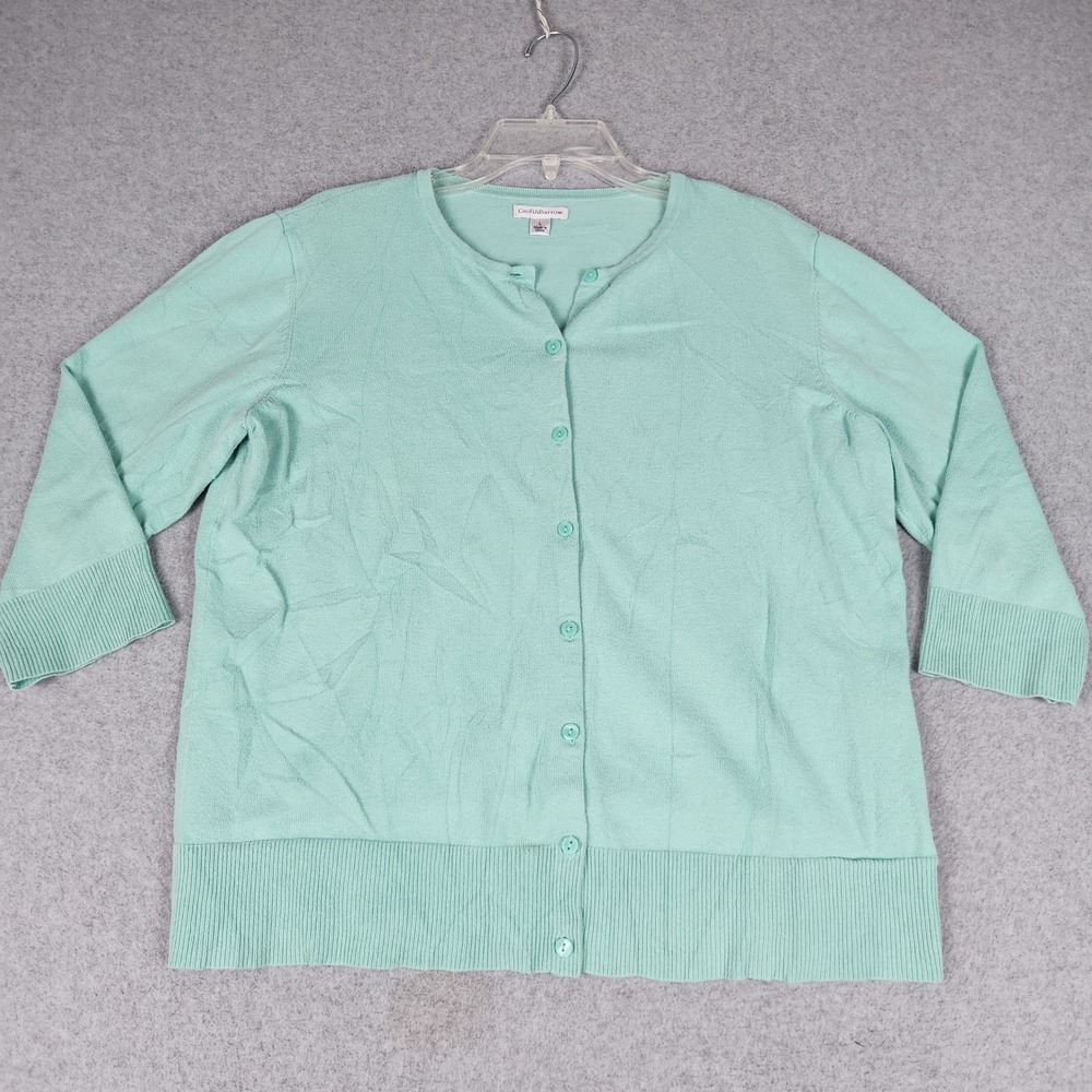 Croft & Barrow Cardigan Womens Large Mint Green Knitted Crew Neck Button Front